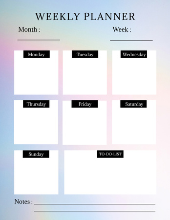 Minimalistinen viikoittainen suunnittelija Notepad 8.5x11in Design Template