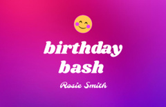 Purple Gradient Birthday Party Announcement with Emoji