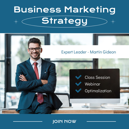 Sessão de aula de estratégia de negócios e marketing LinkedIn post Modelo de Design
