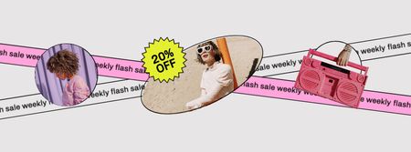 Discount Offer with Stylish Girl Facebook Video cover tervezősablon