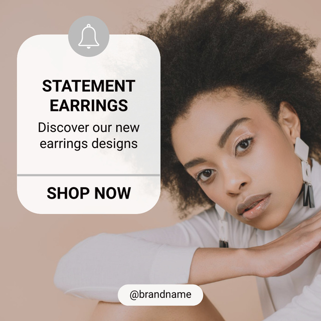 Luxury Earrings Sale Offer with African American Woman Instagram Modelo de Design