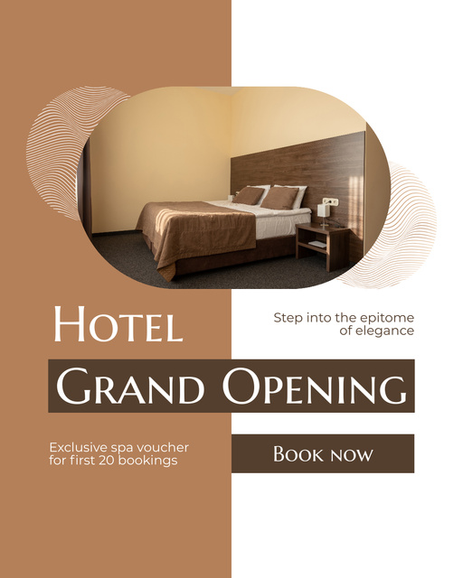 Grand Launch of Hotel With Booking Voucher Instagram Post Vertical Tasarım Şablonu