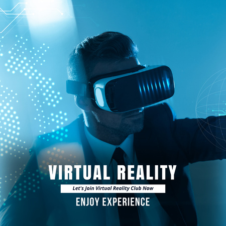 Template di design Club di realtà virtuale con uomo in giacca e cravatta Instagram