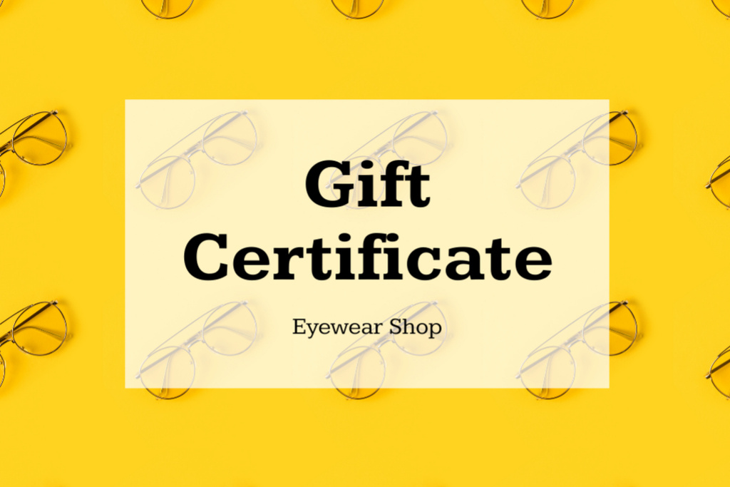 Ontwerpsjabloon van Gift Certificate van Eyewear Shop Services Offer
