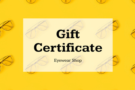 Eyewear Shop Services Offer Gift Certificate Design Template