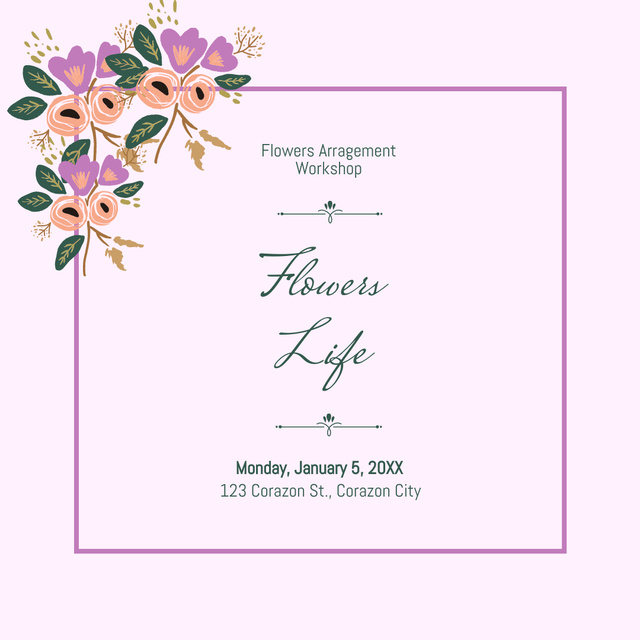 Platilla de diseño Floral Workshop Announcement Instagram