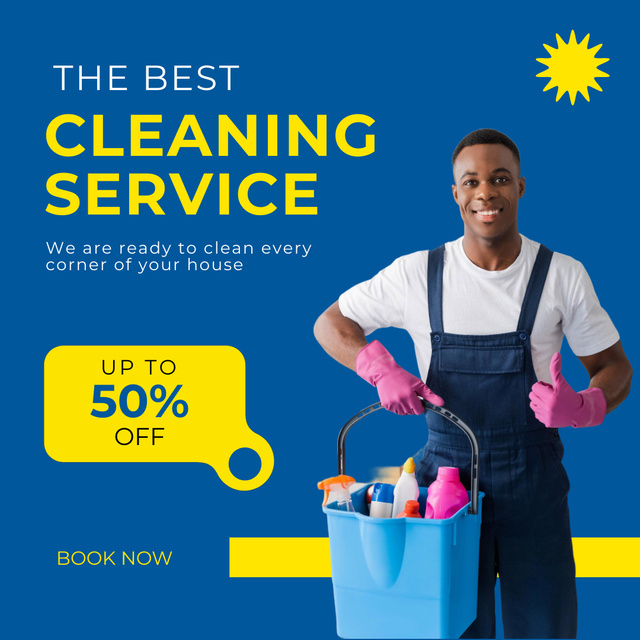 Discount Offer on Best Cleaning Services Instagram Design Template