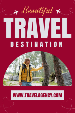 Beautiful Travel Destinations Ad Layout with Photo Pinterest Design Template