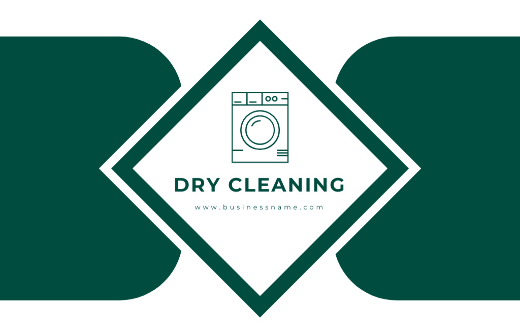 Dry Cleaning Company Emblem with Washing Machine Business Card 85x55mm – шаблон для дизайна
