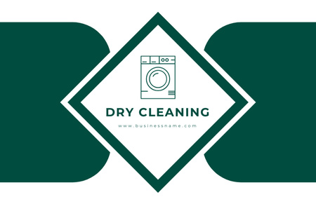 Dry Cleaning Company Emblem with Washing Machine Business Card 85x55mm Design Template