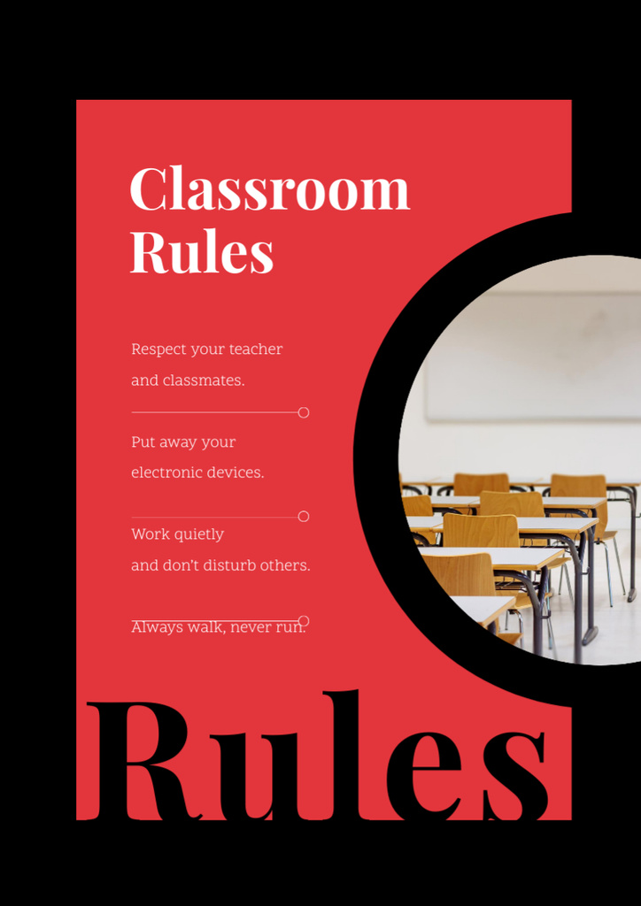 Empty Classroom with Tables Poster A3 Design Template