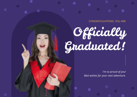 Official Graduation Announcement on Purple Card Design Template