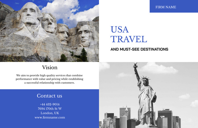 Travel Tour Offer with Collage with American Monuments Brochure 11x17in Bi-fold Design Template
