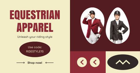Equestrian Apparel For Jockeys With Promo Code Facebook AD Design Template
