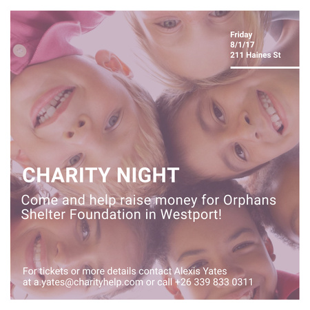 Happy kids in circle on Charity Night Instagram AD – шаблон для дизайна