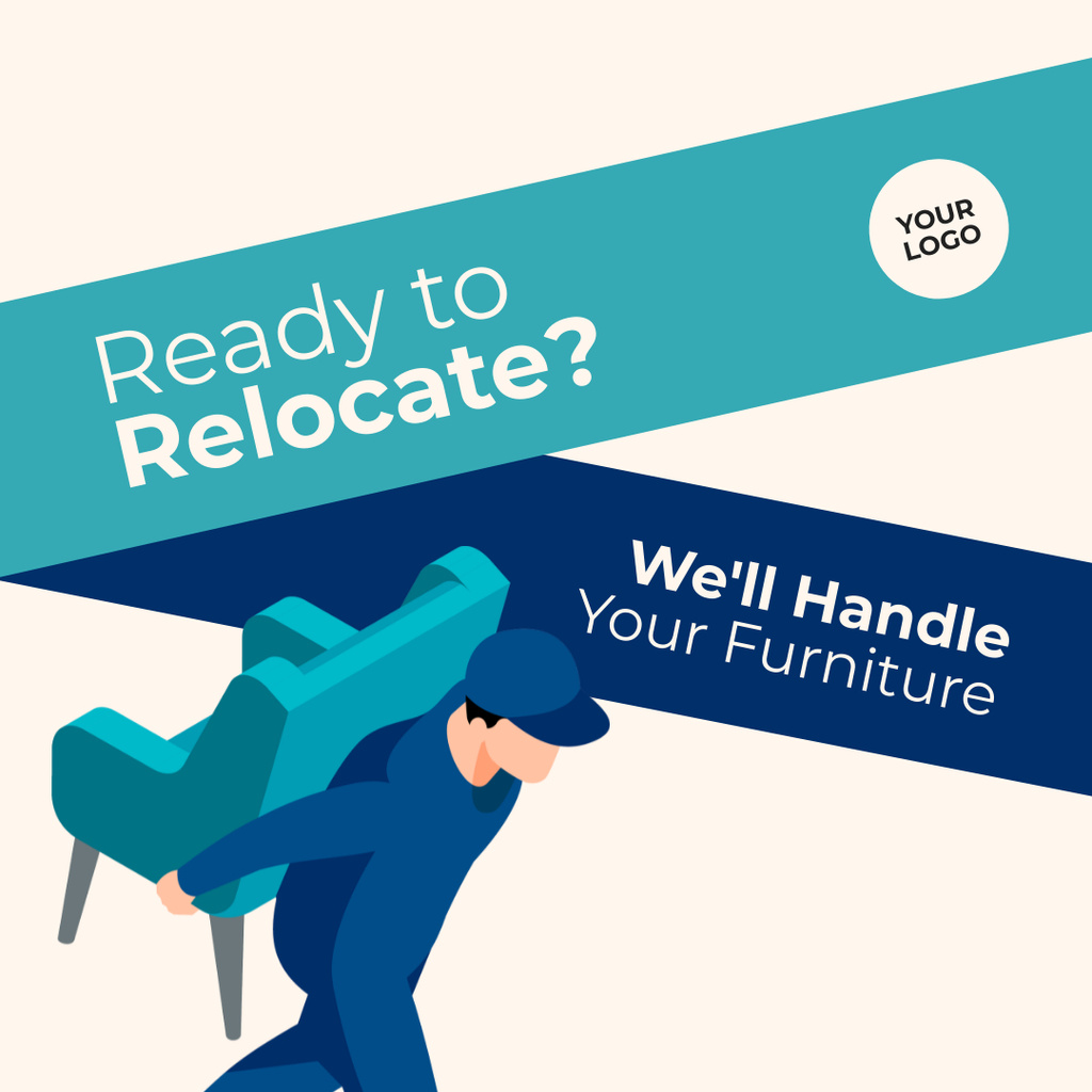 Template di design Relocation Services with Man carrying Armchair Instagram