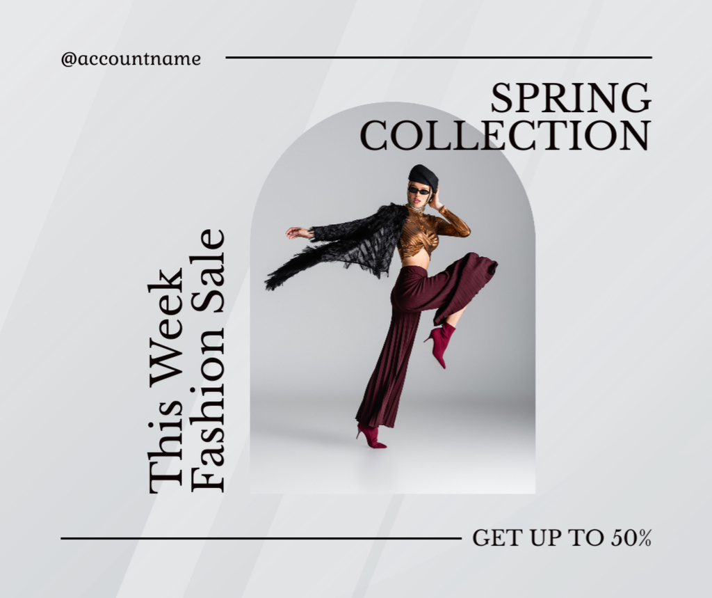Spring Sale Announcement of Fashion Collection for Women Facebook Design Template