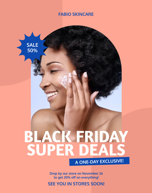 Skincare Ad with African American Woman Poster 22x28inデザインテンプレート