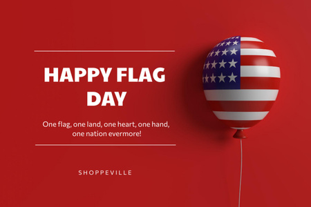Modèle de visuel USA Flag Day Celebration Announcement With Balloon - Postcard 4x6in
