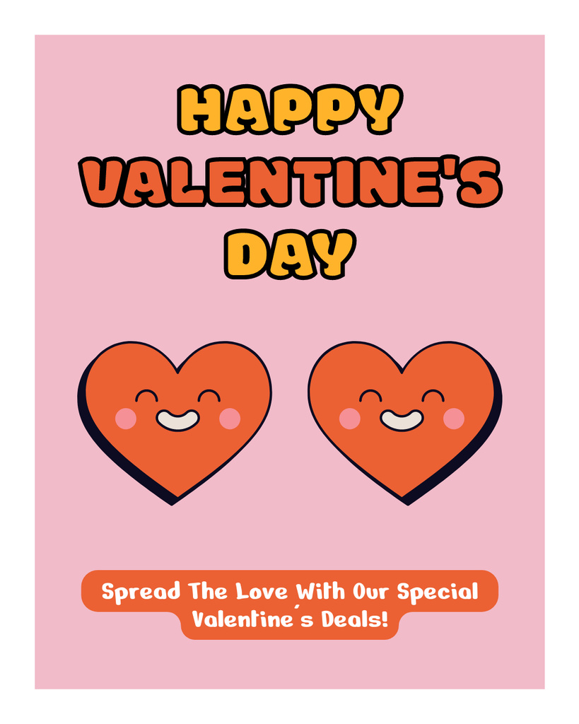 Designvorlage Valentine's Day Congrats With Slogan And Hearts für Instagram Post Vertical