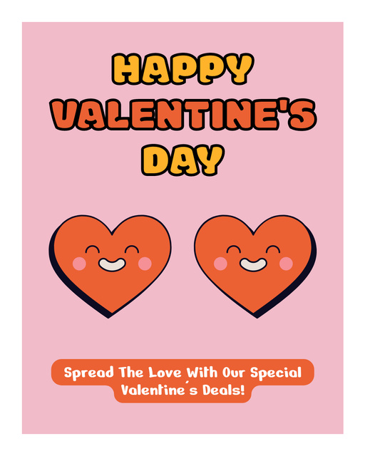 Valentine's Day Congrats With Slogan And Hearts Instagram Post Vertical tervezősablon