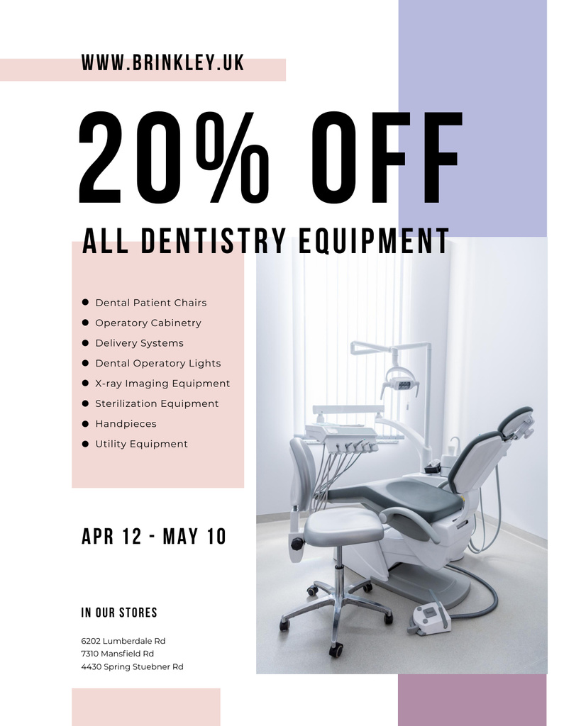 Dentistry Equipment and Furnishing Sale Poster 16x20in – шаблон для дизайну