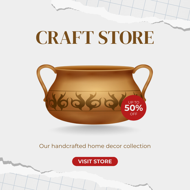 Craft Store With Pottery And Home Decor Sale Offer Instagram – шаблон для дизайна
