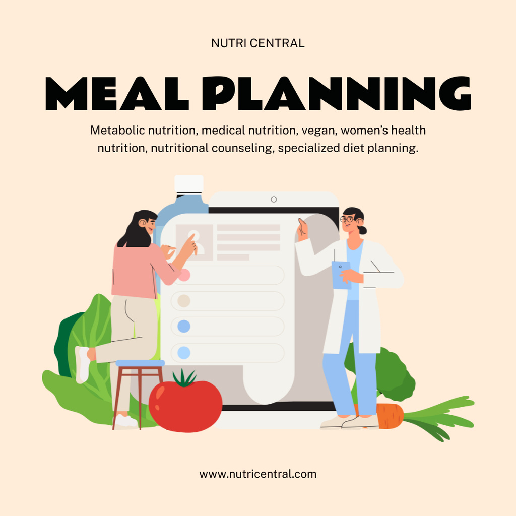 Nutritionist Services Offer with Meal Planning Instagramデザインテンプレート