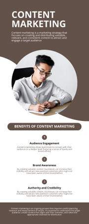 Plantilla de diseño de Beneficios del marketing de contenidos en pasos Infographic 