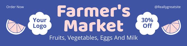 Designvorlage Fruits and Dairy at Farmer's Market für Twitter