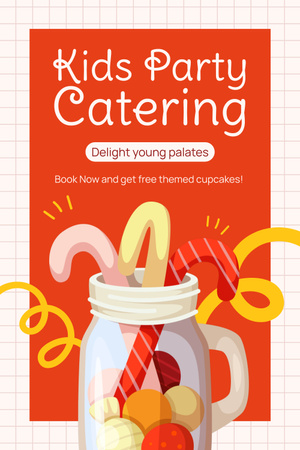 Ontwerpsjabloon van Pinterest van Cateringdienstenaanbieding op kinderfeestjes
