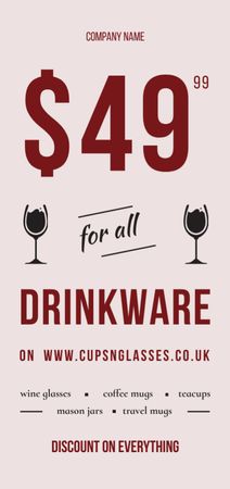 Drinkware Sale with Red Wine in Wineglass Flyer DIN Large Design Template
