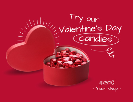 Platilla de diseño Candy Hearts for Valentine's Day Postcard 4.2x5.5in