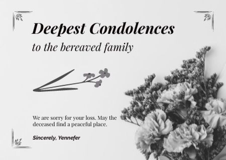 Platilla de diseño Card - Deepest Condolences Card