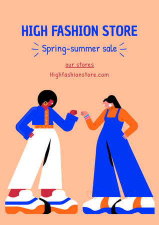 Summer Collection in High Fashion Store Poster Design Template