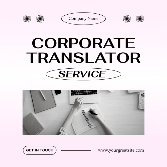 Corporate Translator Service Promotion With Laptop Instagramデザインテンプレート