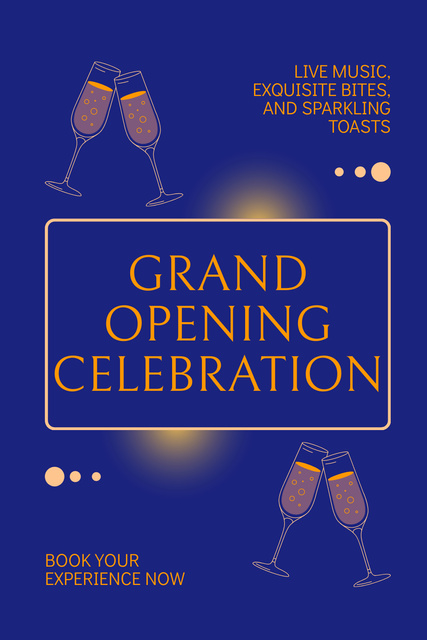Ontwerpsjabloon van Pinterest van Sparkling Wine Toasting And Grand Opening Celebration