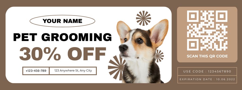 Pet Grooming Discount Proposition Coupon Πρότυπο σχεδίασης
