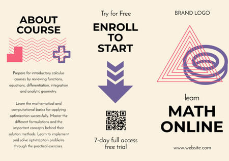 Online Courses in Math with Geometric Shapes Brochure Design Template