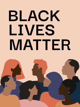 多様な人々のイラストを使用した反人種差別のスローガン Poster USデザインテンプレート
