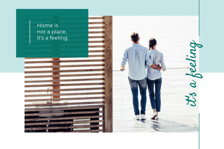 Platilla de diseño Family Hugging On Terrace of New Home Postcard 4x6in
