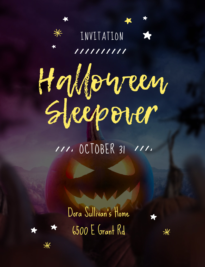 Ontwerpsjabloon van Invitation 13.9x10.7cm van Halloween Sleepover Party
