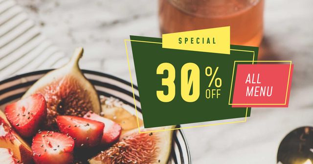 Healthy Meal with Berries with Discount Facebook AD Design Template