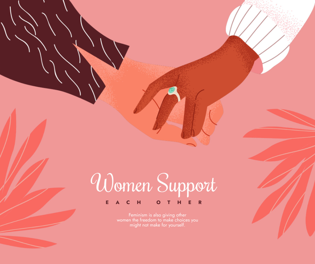 Designvorlage Women Support Offer with Girls holding Hands für Facebook
