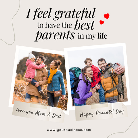 Happy Family in Nature And Greetings To The Parents Instagram Design Template