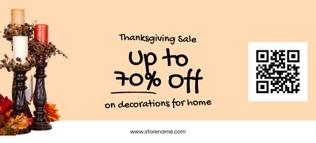 Designvorlage Thanksgiving Special Discount Offer with Decorative Candles für Coupon 3.75x8.25in