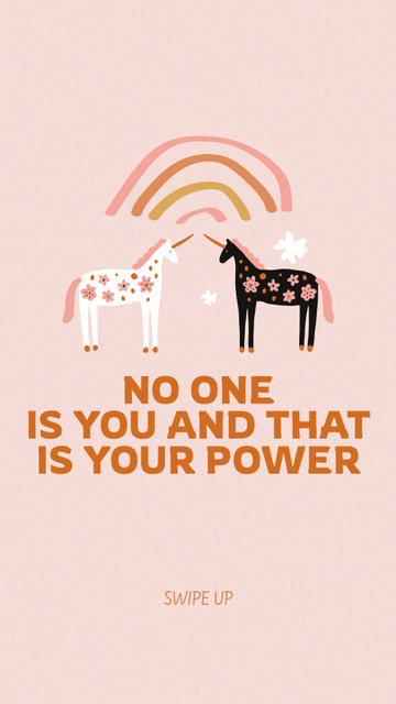 Girl Power Inspiration with Cute Unicorns Instagram Story Tasarım Şablonu
