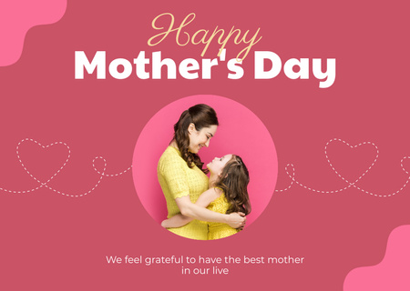 Mom with Cute Little Girl on Mother's Day Card Design Template