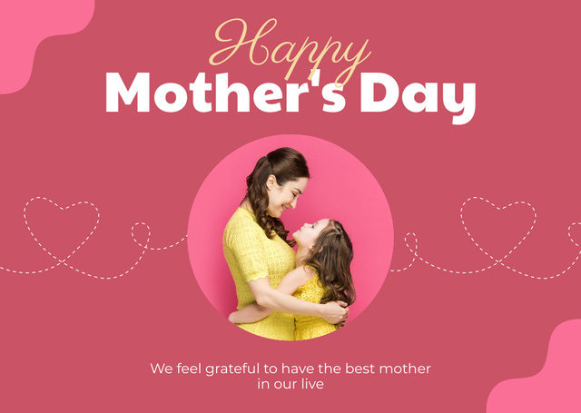Mom with Cute Little Girl on Mother's Day Card Design Template