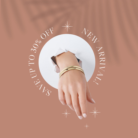 Designvorlage Angebot an eleganten Schmuckaccessoires mit Armband zur Hand für Instagram